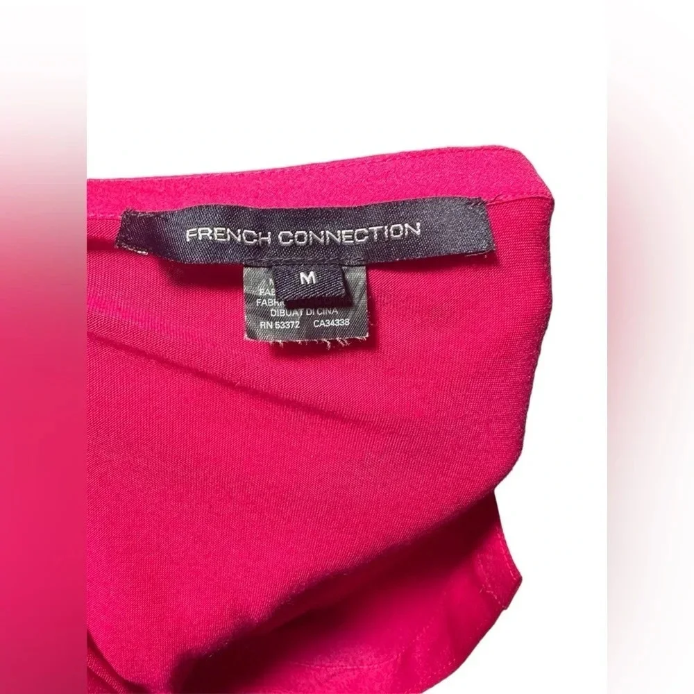 French Connection Hot Pink V-Neck Pullover Blouse Medium Y2K 90s